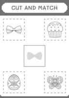 Cut and match parts of Ribbon, game for children. Vector illustration, printable worksheet