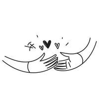 hand drawn doodle holding hands illustration vector