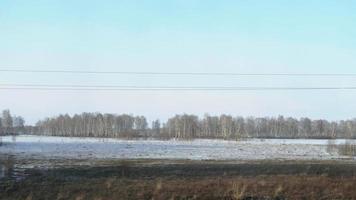 View through the window of the express train between Omsk and Novosibirsk video