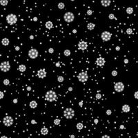 Seamless winter pattern with white snowflakes and snow on a black background vector