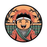 Japanese style chef logo illustration, suitable for printing and other uses. vector