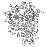 Hand draw Classic abstract flower on white background. Vector illustration