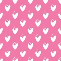 Simple hearts loves seamless pattern. Valentines day background. Flat design endless chaotic texture made of tiny heart silhouettes. Shades of red. Read hearts at pink background vector