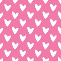 Simple hearts loves seamless pattern. Valentines day background. Flat design endless chaotic texture made of tiny heart silhouettes. Shades of red. Read hearts at pink background vector