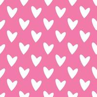 corazones simples ama patrones sin fisuras. fondo del día de san valentín. diseño plano interminable textura caótica hecha de diminutas siluetas de corazón. tonos de rojo. leer corazones en fondo rosa vector