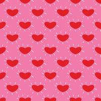 Simple hearts loves seamless pattern. Valentines day background. Flat design endless chaotic texture made of tiny heart silhouettes. Shades of red. Read hearts at pink background vector