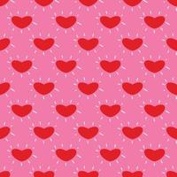 Simple hearts loves seamless pattern. Valentines day background. Flat design endless chaotic texture made of tiny heart silhouettes. Shades of red. Read hearts at pink background vector