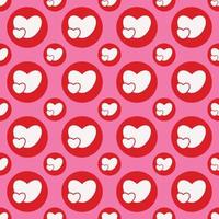 Simple hearts loves seamless pattern. Valentines day background. Flat design endless chaotic texture made of tiny heart silhouettes. Shades of red. Read hearts at pink background vector