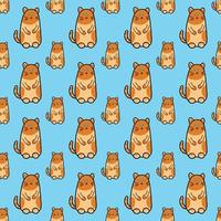 Seamless pattern with cute colorful Kittens. Creative childish blue texture Great for fabrics, textiles Vector Illustration