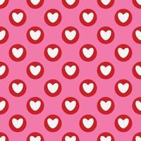 Simple hearts loves seamless pattern. Valentines day background. Flat design endless chaotic texture made of tiny heart silhouettes. Shades of red. Read hearts at pink background vector