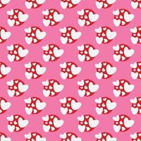 Simple hearts loves seamless pattern. Valentines day background. Flat design endless chaotic texture made of tiny heart silhouettes. Shades of red. Read hearts at pink background vector