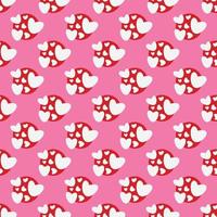 Simple hearts loves seamless pattern. Valentines day background. Flat design endless chaotic texture made of tiny heart silhouettes. Shades of red. Read hearts at pink background vector