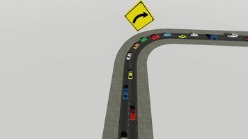 Animated video learning traffic signs turn right