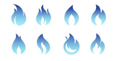 iconos vectoriales de llamas de gas aislados del fondo. signo conjunto azul quema de gas natural en el estilo plano. ilustración vectorial vector