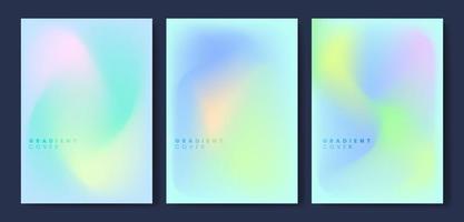 Blurred cover backgrounds vector set with modern abstract blurred light color gradient patterns. Smooth templates collection for brochures, posters, banners, flyers and cards.