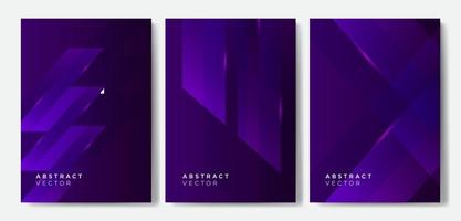 Minimalist purple gradient cover backgrounds vector set with modern geometric shapes. Modern wallpaper design for presentation, posters, cover, website and banner