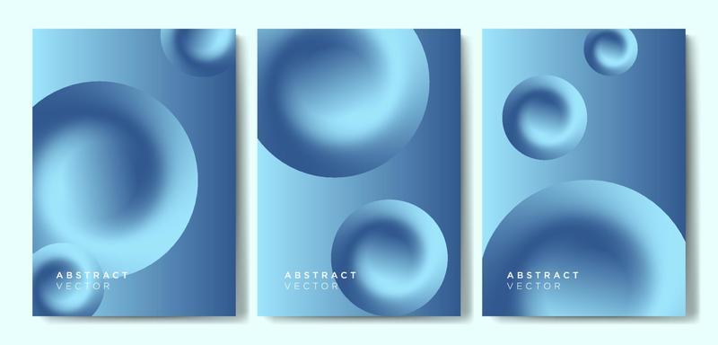 Minimalist blue gradient cover backgrounds vector set with modern liquid color. Modern wallpaper design for presentation, posters, cover, website and banner