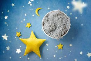 Newborn photography digital background with stars. photo