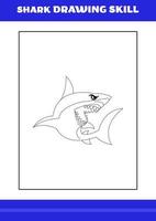 Shark Drawing skill for Kids. Shark drawing skill book for relax and meditation. vector