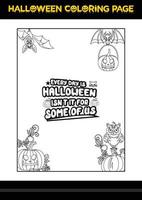Halloween Quotes Coloring page. Halloween coloring page for kids. vector