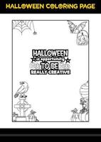 Halloween Quotes Coloring page. Halloween coloring page for kids. vector