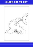 Shark dot to dot Page for kids. Shark dot to dot book for relax and meditation. vector