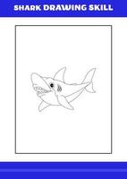 Habilidad de dibujo de tiburones para niños. libro de habilidades de dibujo  de tiburones para relajarse y meditar. 11358043 Vector en Vecteezy