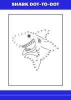 Shark connects the dot Page for kids. Shark connects the dot book for relax and meditation. vector