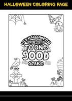 Halloween Quotes Coloring page. Halloween coloring page for kids. vector