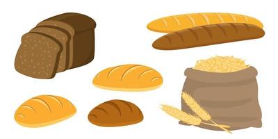 Collection set of food bakery bread vector