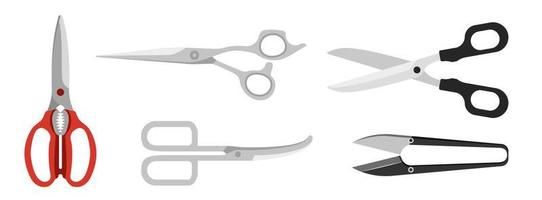 Collection set of isolated cartoon scissors object vector
