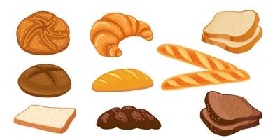 Collection set of food bakery bread vector