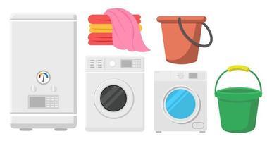 Collection set of home appliance washing machine water heater vector