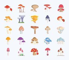 Variety of Mushroom icon set vector