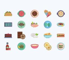Mexican food recipes and dishes icon set vector