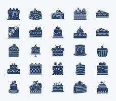 Pastries and cake icon set vector