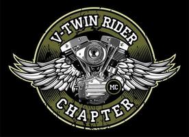 patch biker v twin engine vector