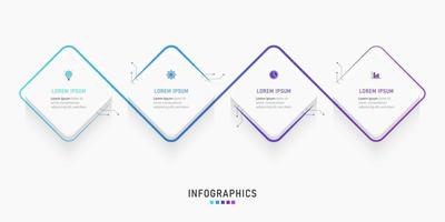 plantilla de diseño de etiquetas infográficas vectoriales con iconos y 4 opciones o pasos. se puede utilizar para diagramas de proceso, presentaciones, diseño de flujo de trabajo, banner, diagrama de flujo, gráfico de información. vector