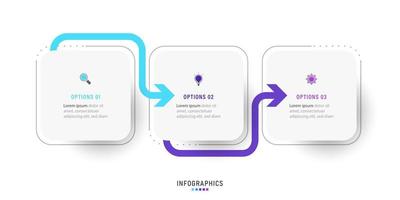 Vector Infographic label design template with icons and 3 options or steps. Can be used for process diagram, presentations, workflow layout, banner, flow chart, info graph.