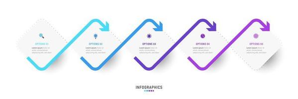 Vector Infographic label design template with icons and 5 options or steps. Can be used for process diagram, presentations, workflow layout, banner, flow chart, info graph.