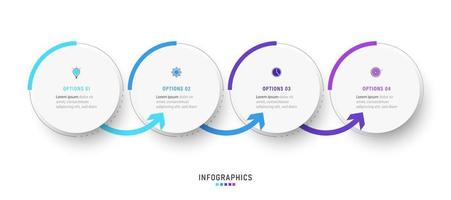 plantilla de diseño de etiquetas infográficas vectoriales con iconos y 4 opciones o pasos. se puede utilizar para diagramas de proceso, presentaciones, diseño de flujo de trabajo, banner, diagrama de flujo, gráfico de información. vector