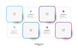 plantilla de diseño de etiquetas infográficas vectoriales con iconos y 4 opciones o pasos. se puede utilizar para diagramas de proceso, presentaciones, diseño de flujo de trabajo, banner, diagrama de flujo, gráfico de información. vector