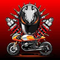 orange sport motorbike side view vector