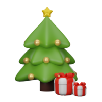 sapins de noël 3d et coffret cadeau png