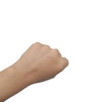 närbild asiatisk kvinnlig hand visar strypgrepp, arm och hand isolerad på en vit bakgrund png