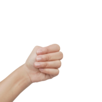 gros plan de la main féminine asiatique montre l'étranglement, le bras et la main isolés sur fond blanc png