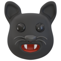 ícone de halloween de renderização 3D - gato preto png