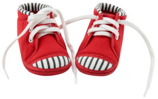 Red baby shoes isolated. png