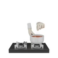 3d isoliertes kochen der hand png