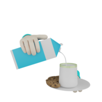 3d mano aislada con leche png